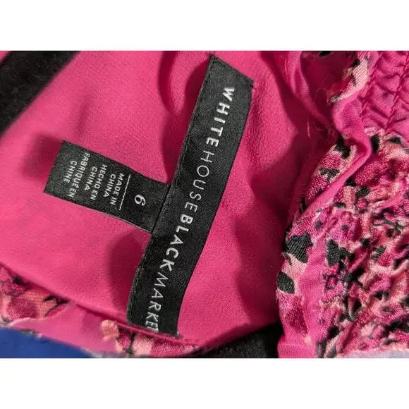 White House Black Market Pink Floral Burnout Smock-Neck Midi Dress Size 6 - Picture 3 of 3